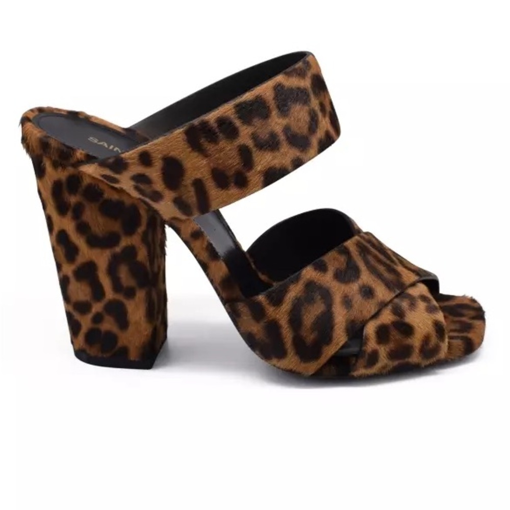 Saint Laurent Pony Hair Leopard Print Women's Heels